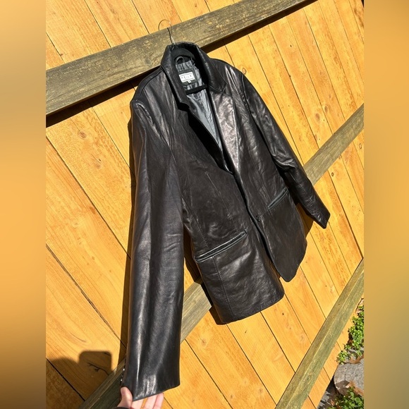 Vintage Pelle Studio black leather jacket-sz XL minimalist button winter fall‎ - Picture 4 of 9
